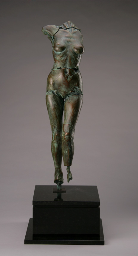 Entitled Hornet M93, this is a photo of a fragment of a one-quarter life size bronze sculpture. Depicted is a standing of a nude female figure missing her feet, arms and head. By sculptor Blake Ward.