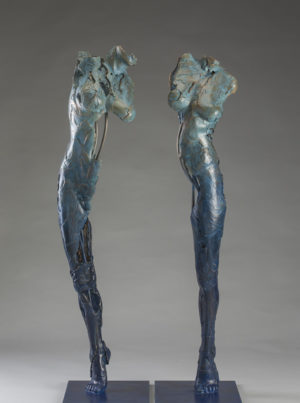 Entitled Ushabti Mayet and Mafdet, these are bronze sculptures of partial female figures with an exposed interior structures created by sculptor Blake Ward.