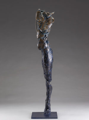 Entitled Ushabti Wenet this is a bronze sculpture of a partial female figure with an exposed interior structure created by sculptor Blake Ward.